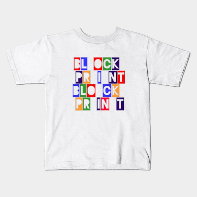 Multicolor block print Kids T-Shirt by Jokertoons